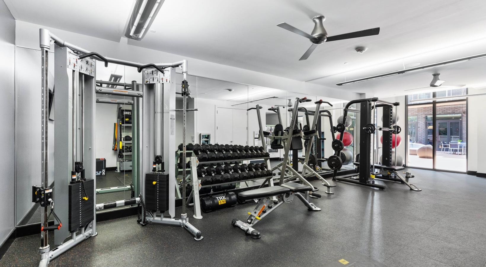 Find your perfect fit at Miro a large room with machines
