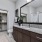 a bathroom with a large mirror