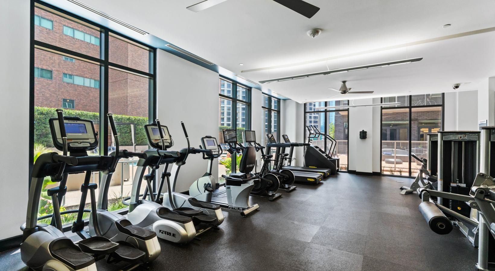 Get your workout on a room with exercise equipment